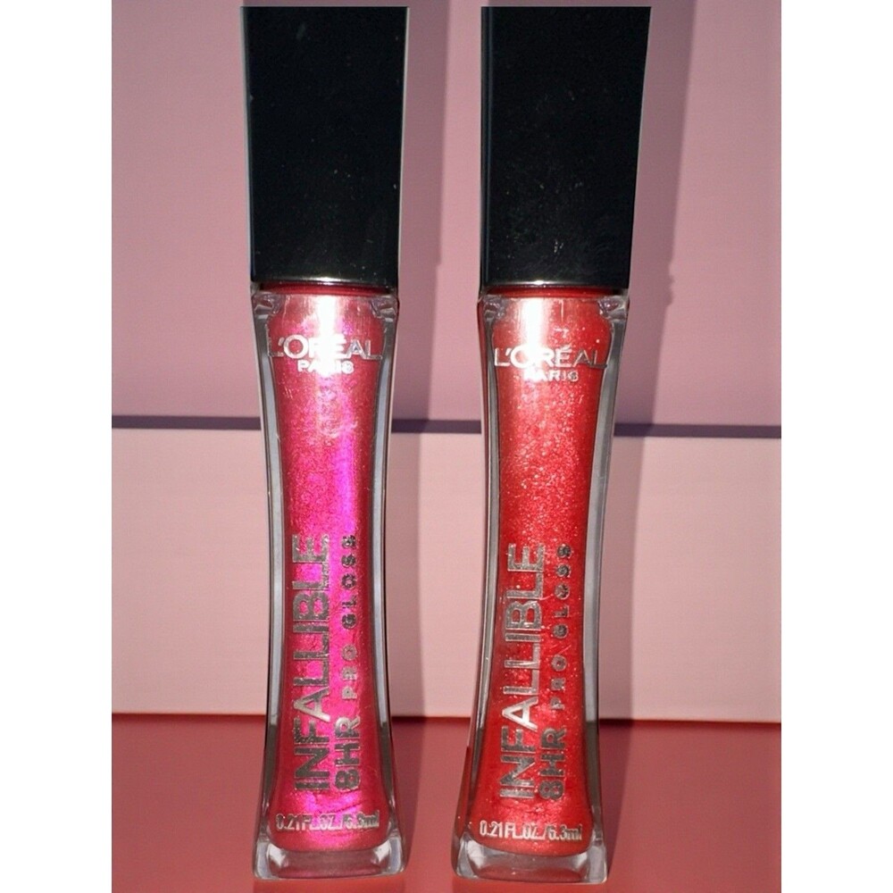L'Oreal Infallible 8 HR Pro Gloss Set: 340 Cherry Flash & 140 Pink Topaz 🩷❤️